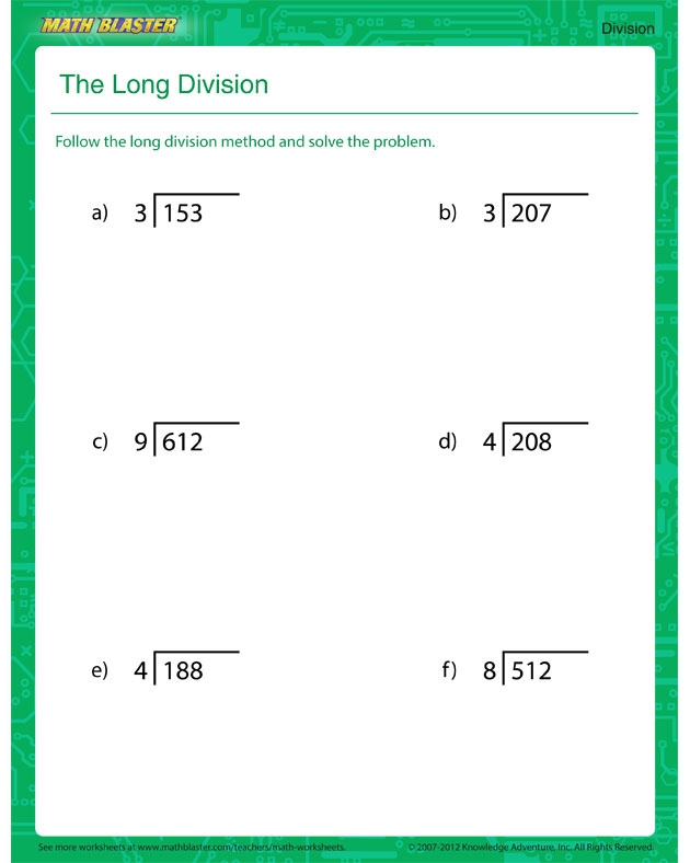 division worksheets long division