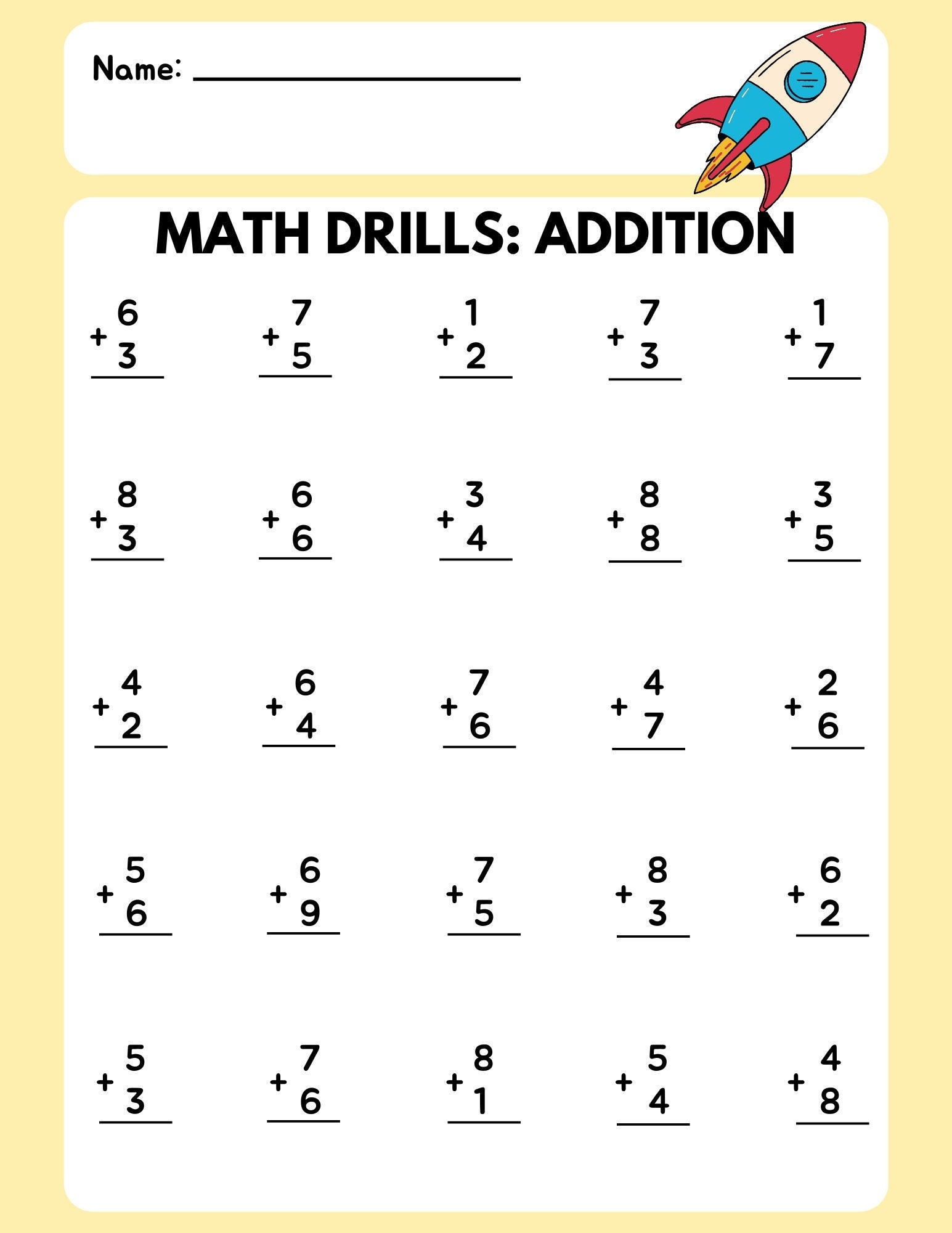 math worksheet addition