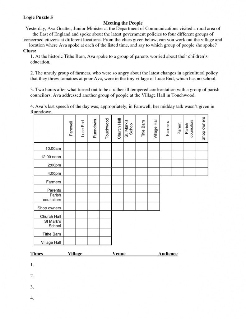 Math Logic Puzzles Worksheets Pdf Download Them And Try To Solve 