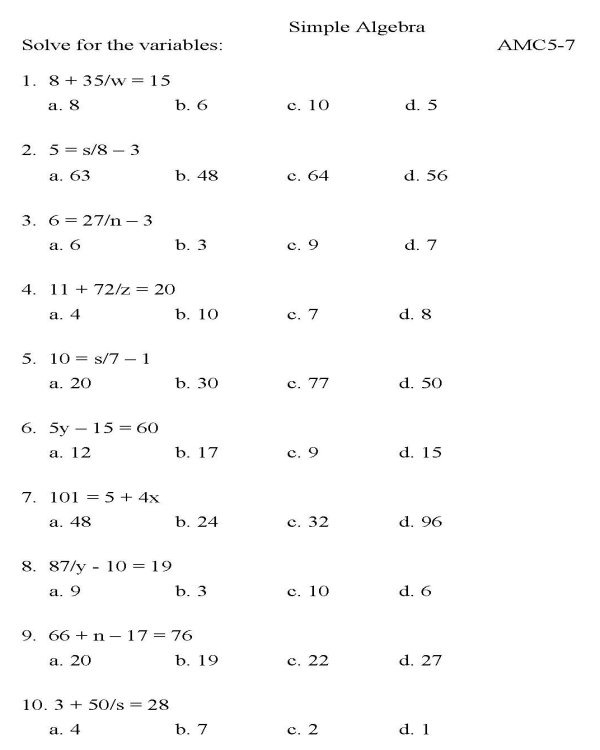 Math Problems For 9th Graders Worksheets Worksheets Master