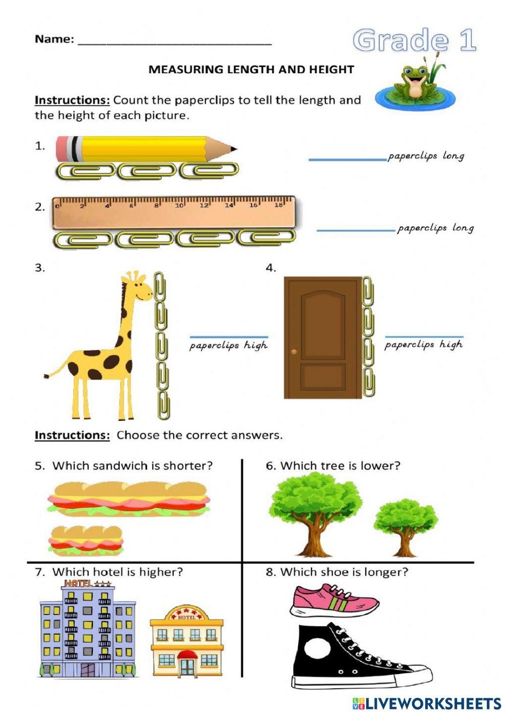 Measurement Activity For Grade1 Live Worksheets Worksheets Library