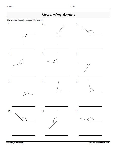 measuring angles using a protractor worksheet