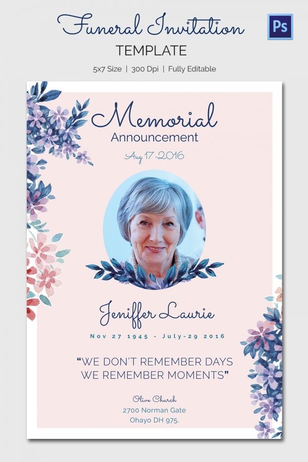 Memorial Service Invitation Free Template Dev onallcylinders