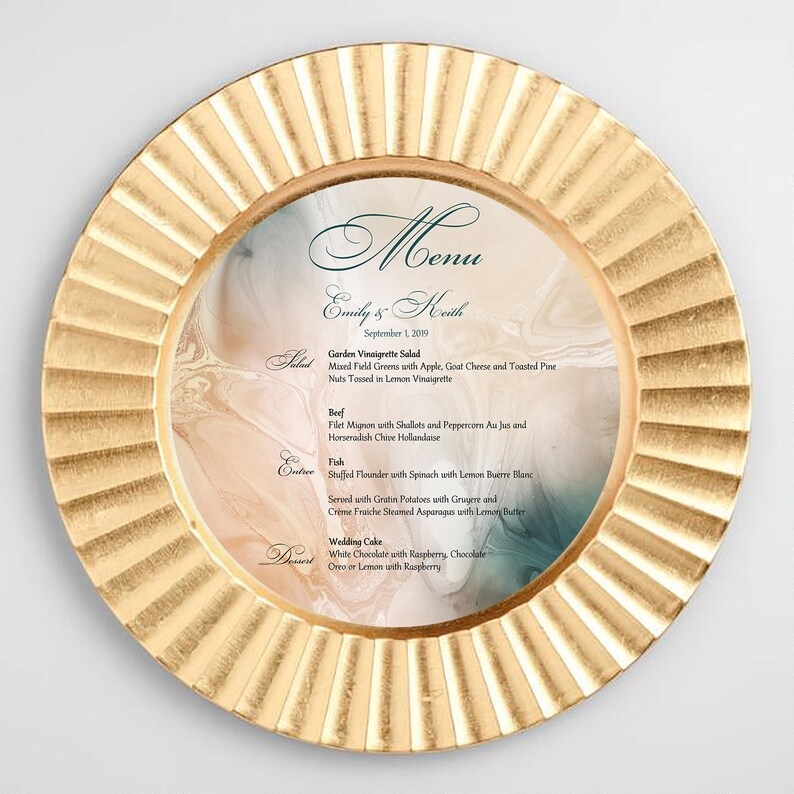Menu Cards Wedding Menu Cards Round Menu Cards Charger Etsy