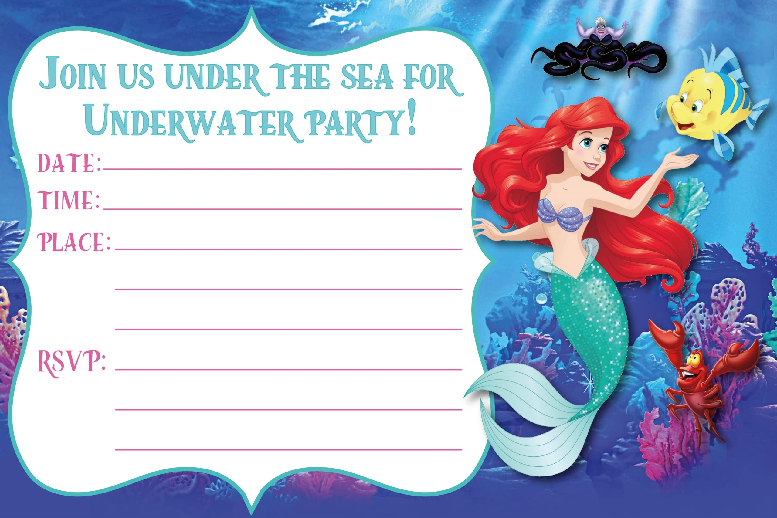 free mermaid birthday invitation templates