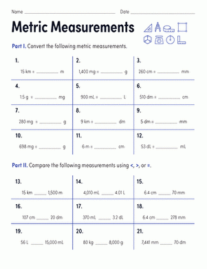 Metric Measurements Worksheet Education Worksheets Library