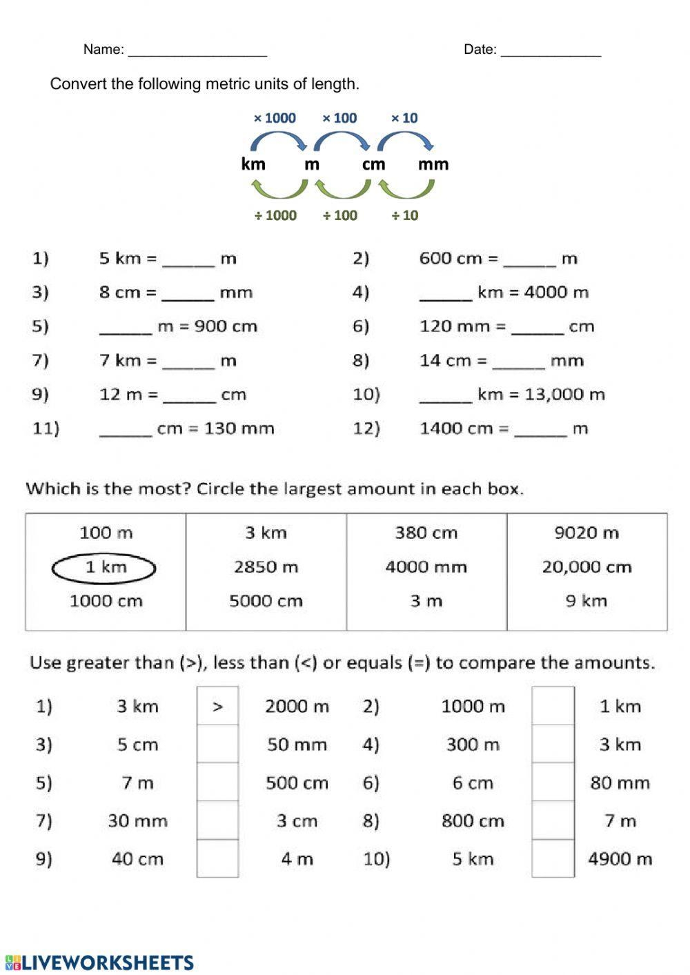 Metric System Conversion Worksheet PDF Practice Sheets For Metric 