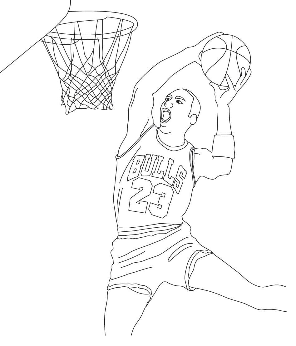 Michael Jordan Dunk Coloring Page Free Printable Coloring Pages For Kids