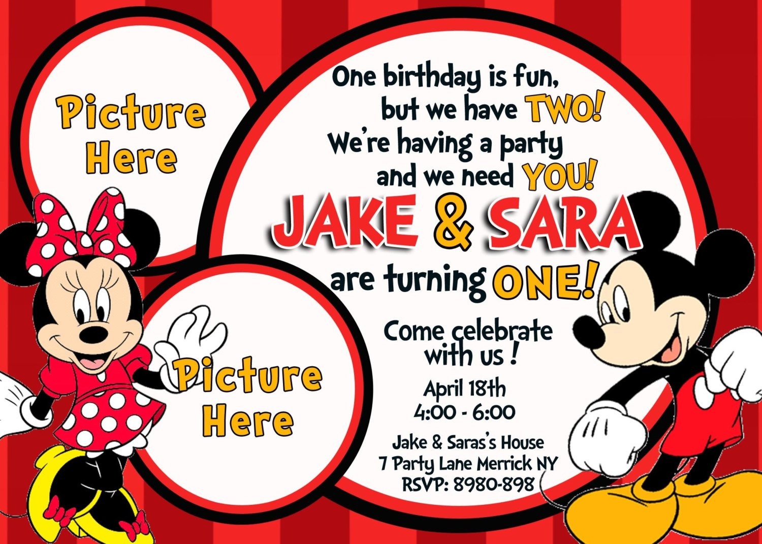 Mickey And Minnie Mouse Birthday Invitations FREE Printable Birthday 