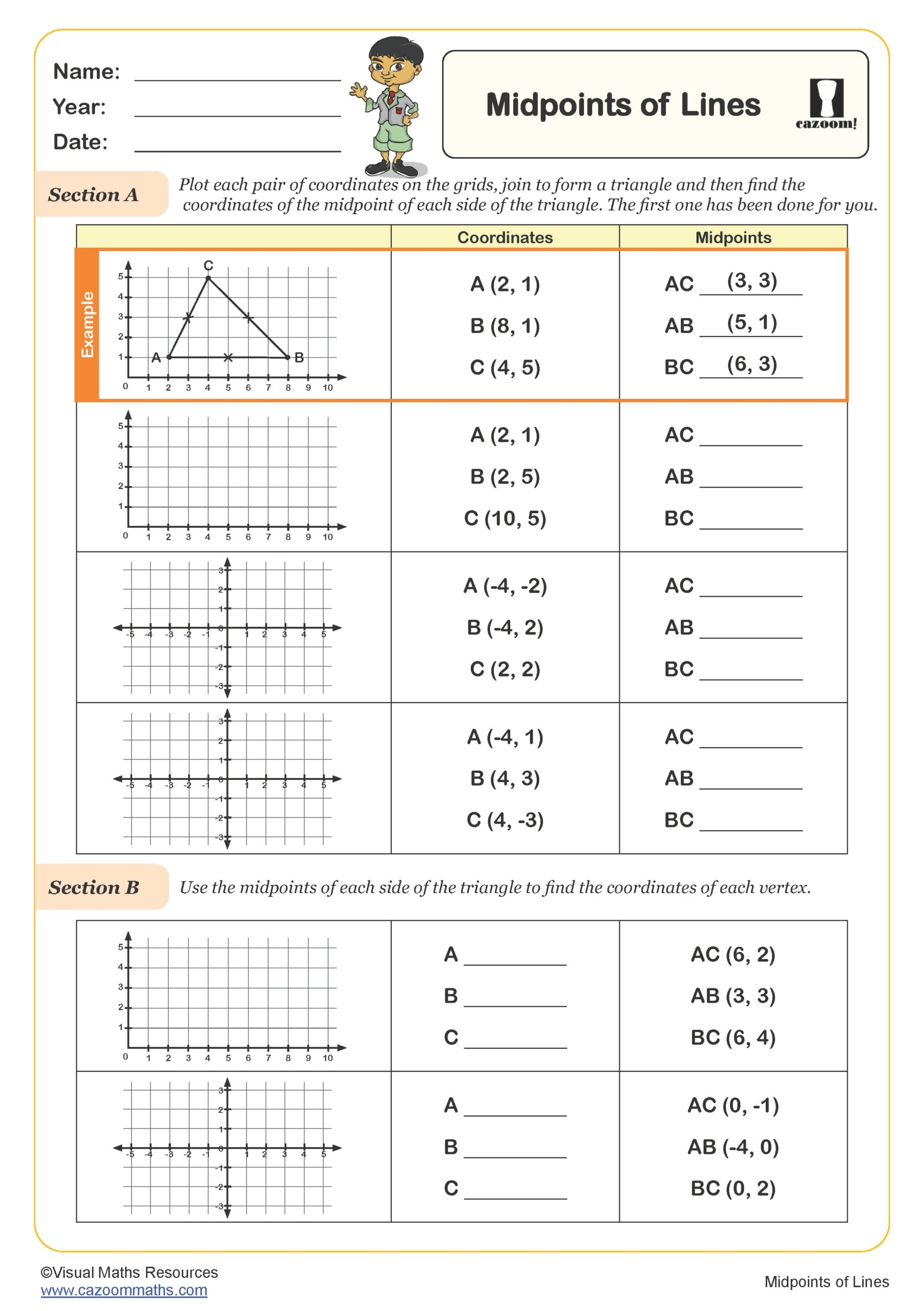 Midpoints Of Lines Worksheet PDF Printable Geometry Worksheets 
