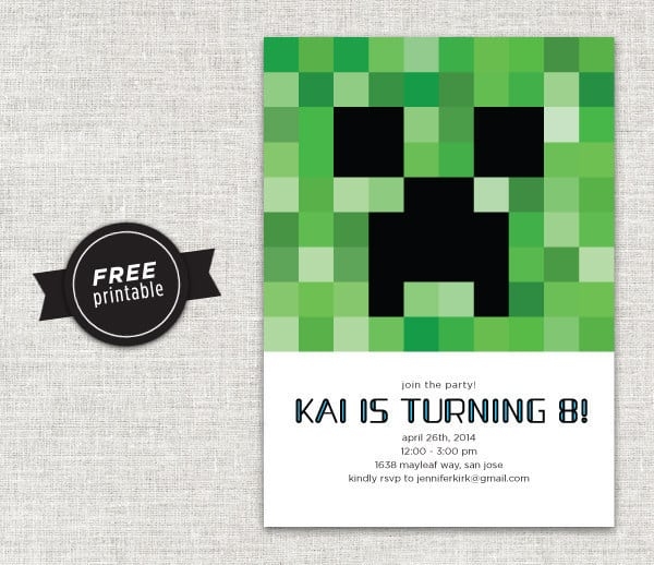 Minecraft Invitation Printable Free Template