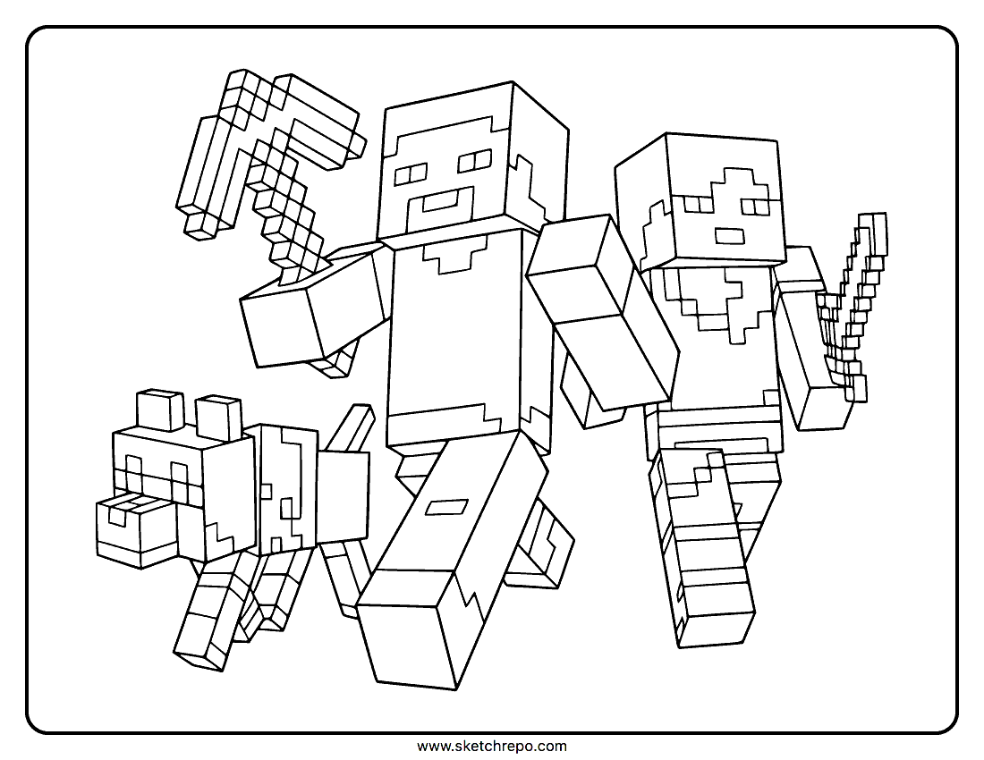 Minecraft Steve Coloring Page Sketch Repo