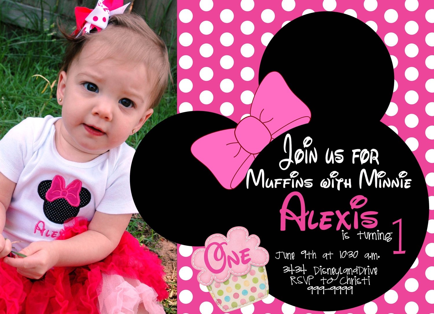Minnie Mouse 1St Birthday Invitations Templates