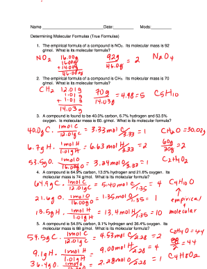 molecular and empirical formula worksheet