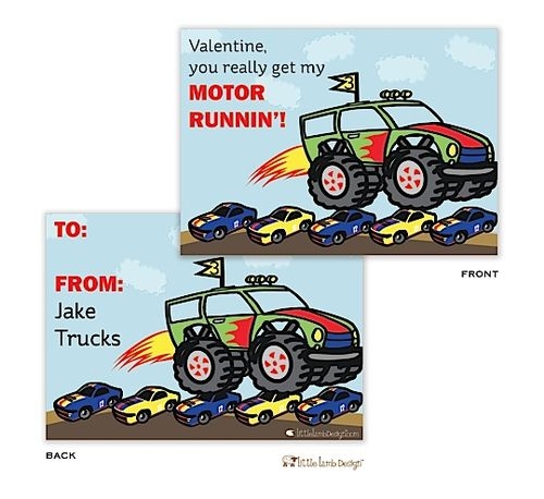 printable monster truck valentine cards