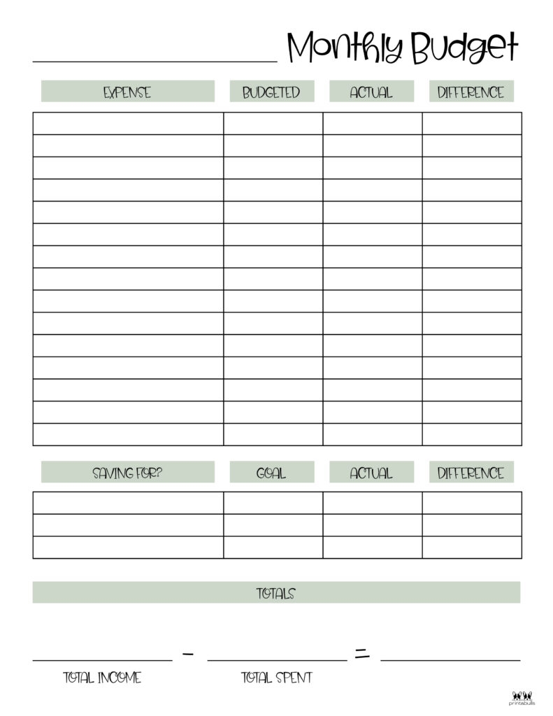 easy printable budget worksheet