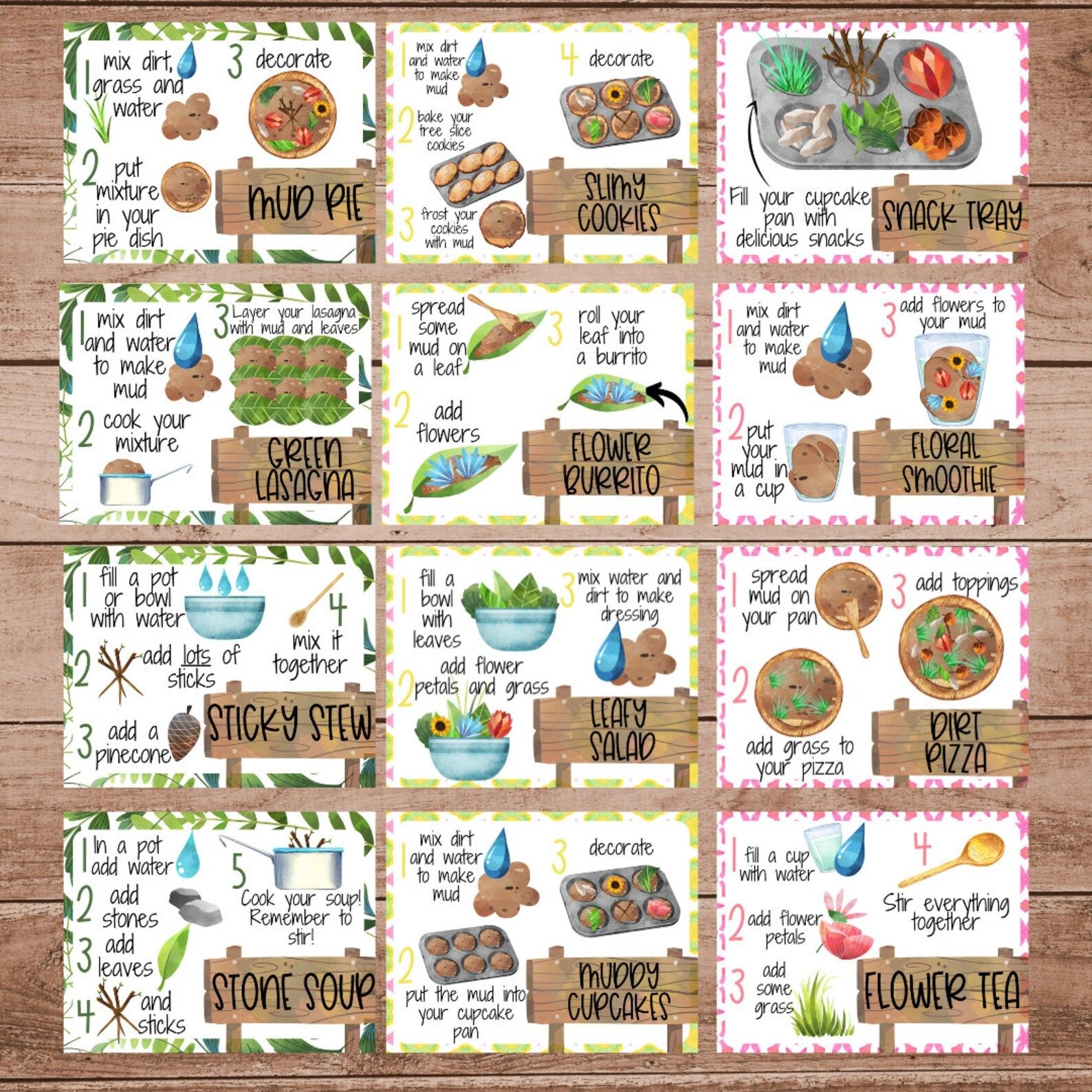 Mud Kitchen Recipe Cards Homeschool Resources Preschool Printable