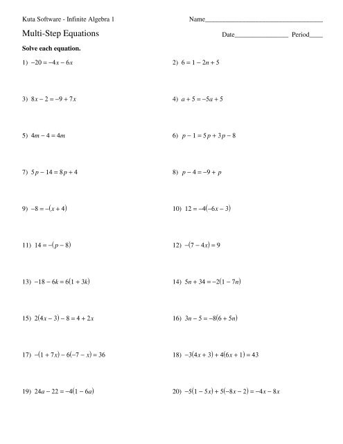 kuta math worksheets