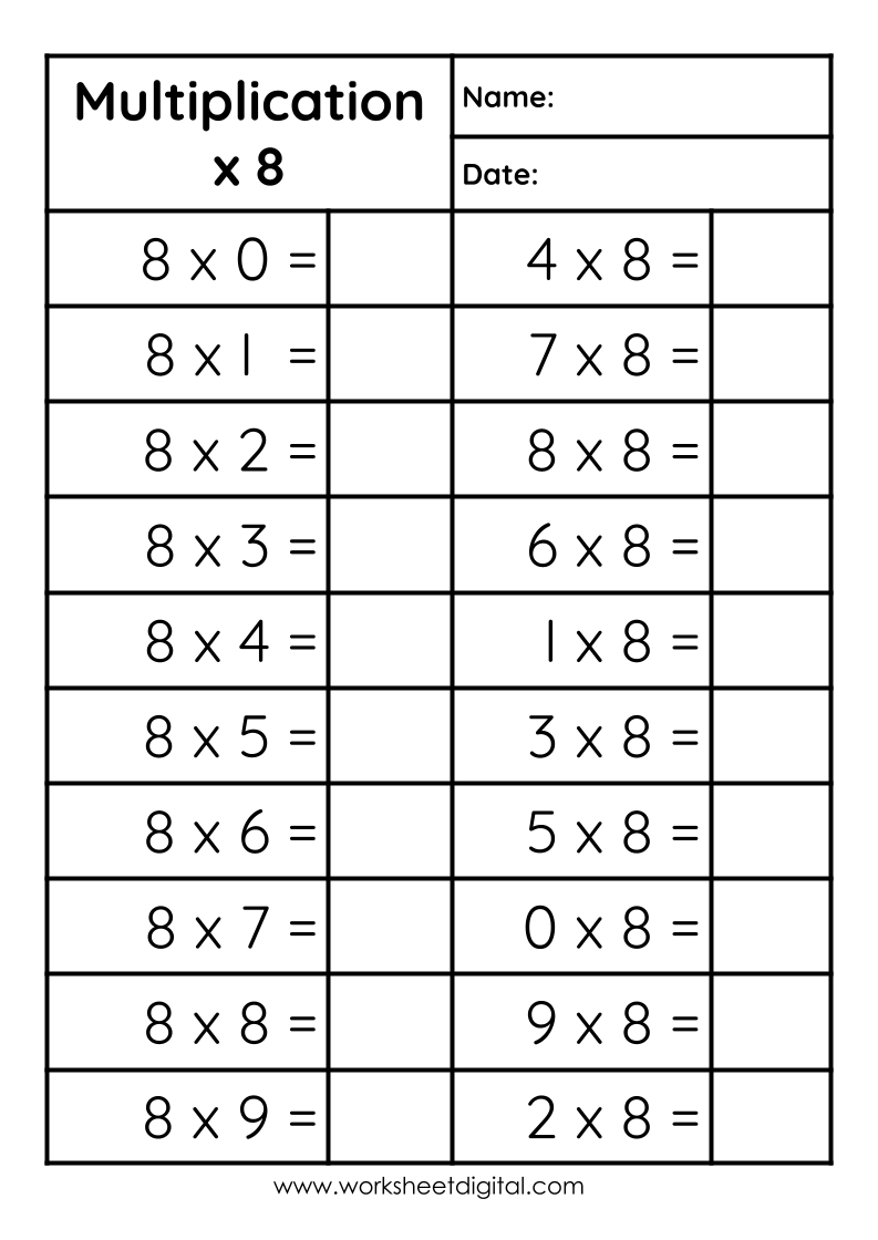 multiply by 6 worksheet