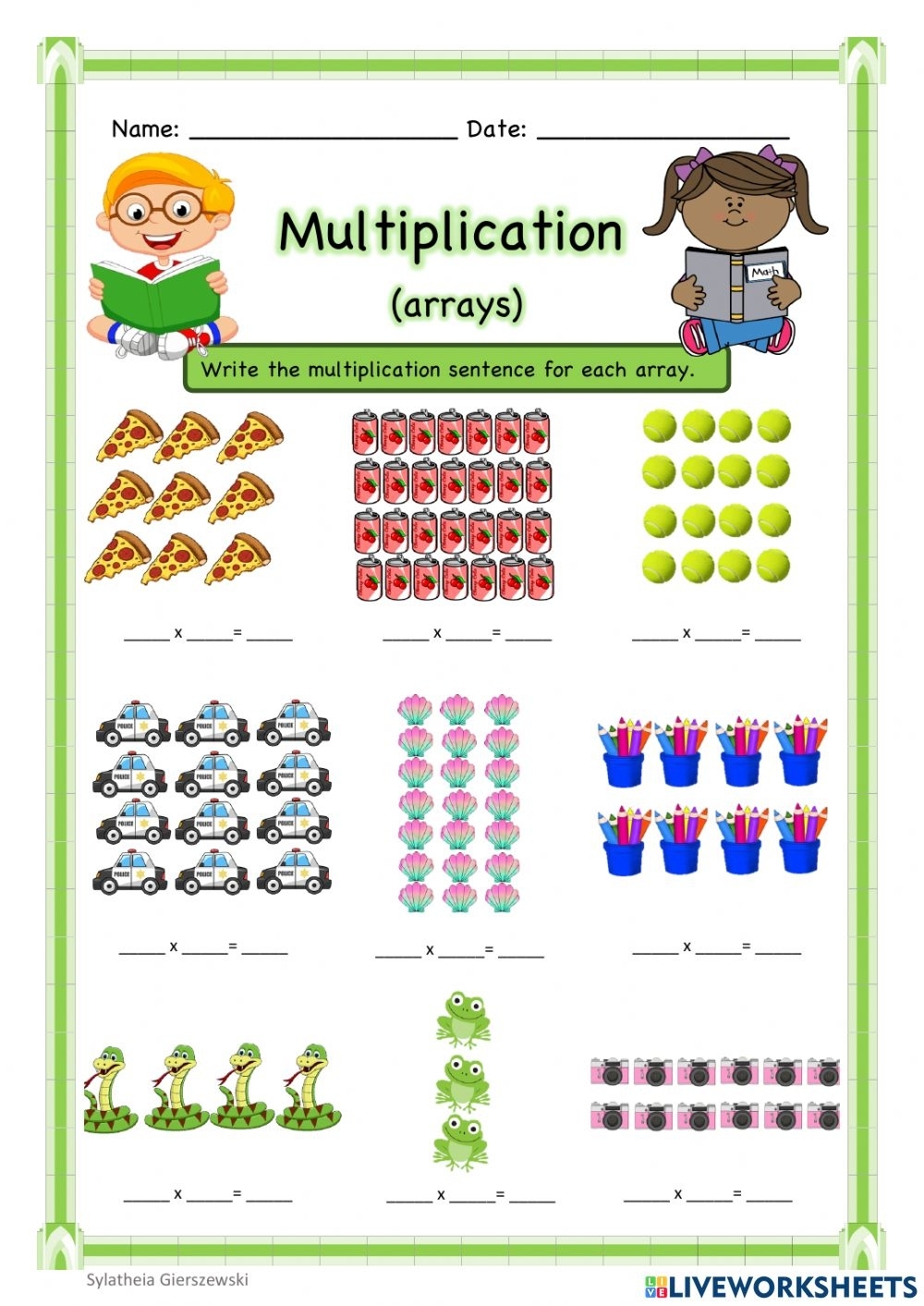 Multiplication Arrays Worksheets Pdf Printable Worksheets