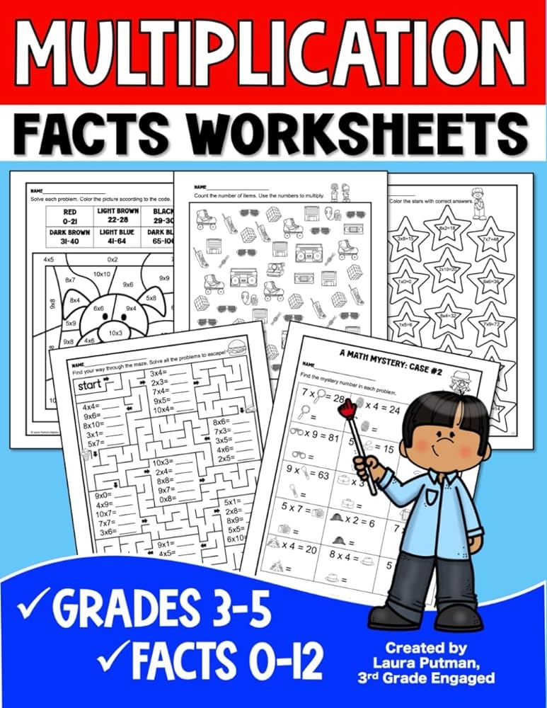 Multiplication Facts Worksheets Grades 3 5 Digits 0 12 Math 