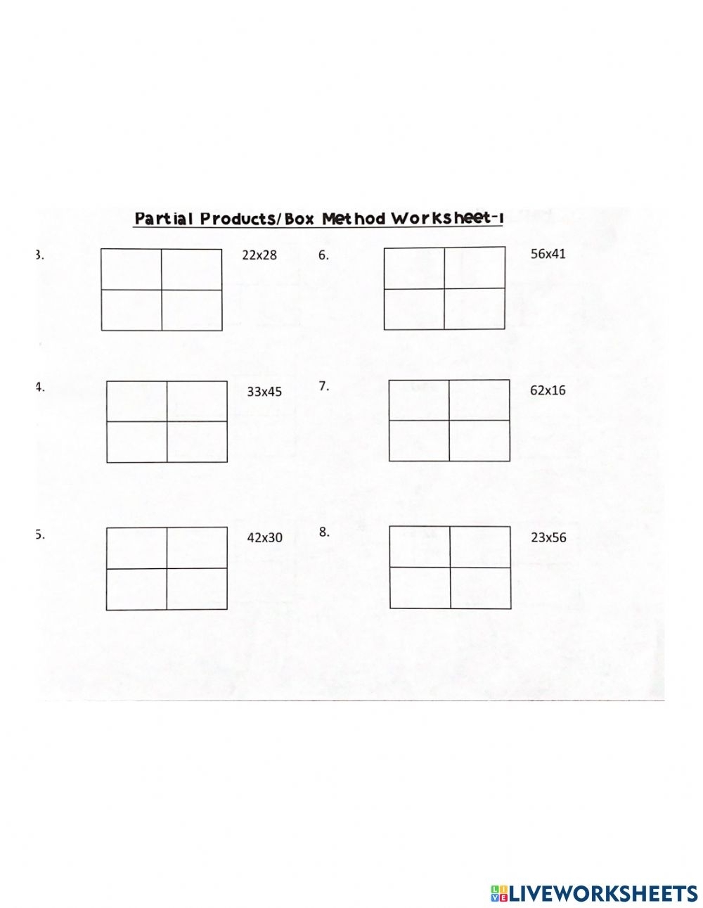 Multiplication Partial Products Worksheets Printable Worksheets