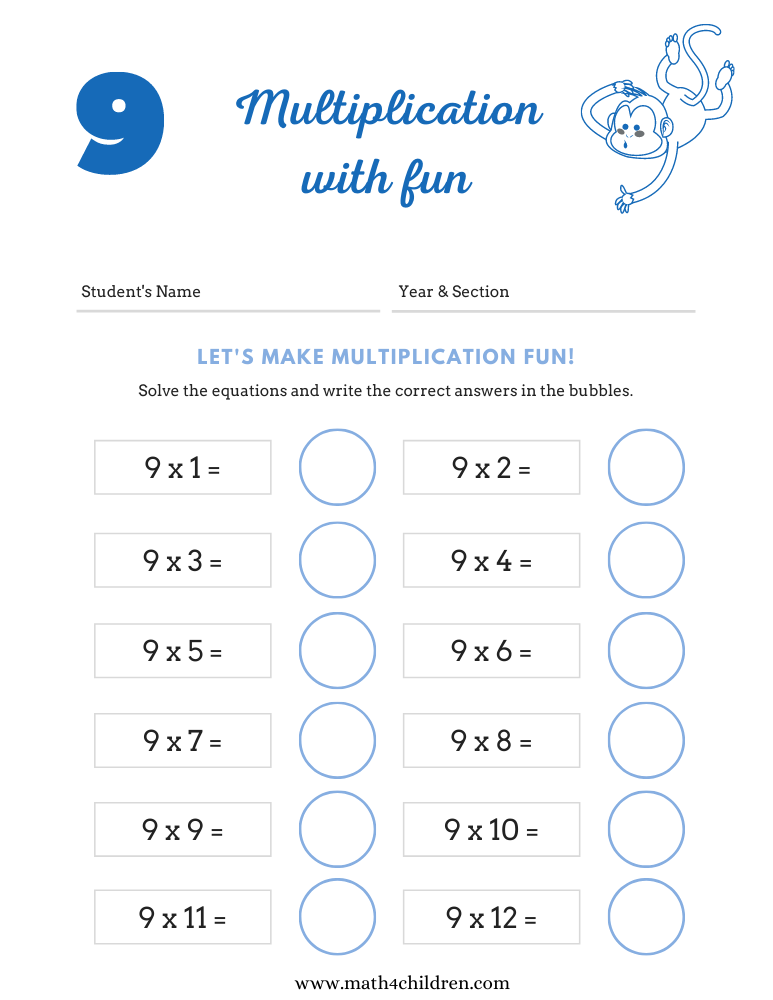 Multiplication Worksheets 9 Times Tables Lityscreen