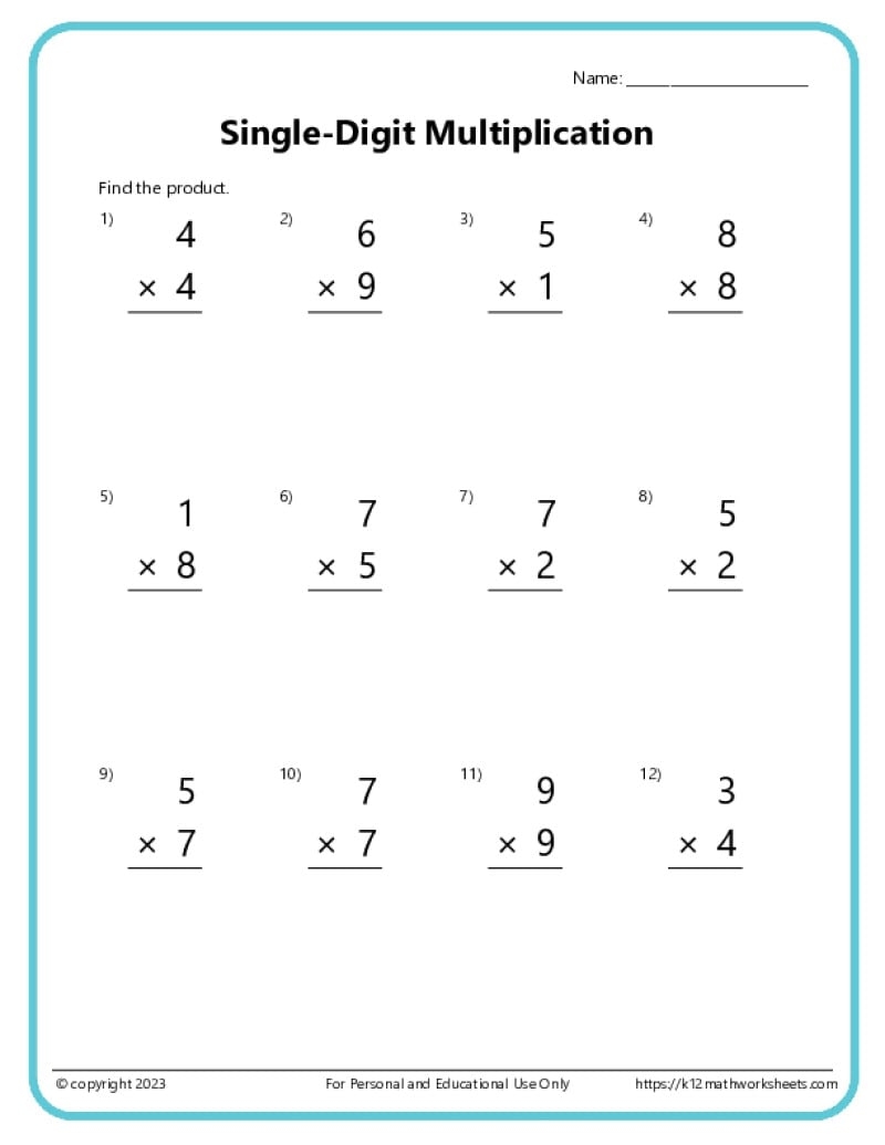 k12 math worksheets