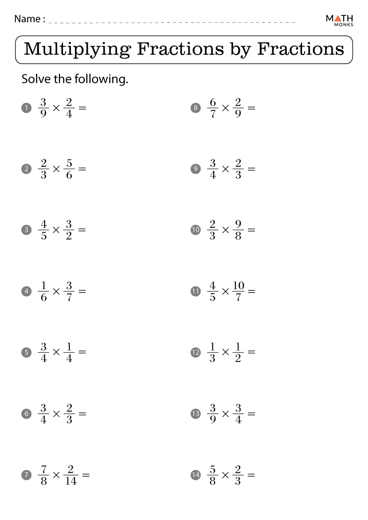 multiplying fractions worksheets and answers