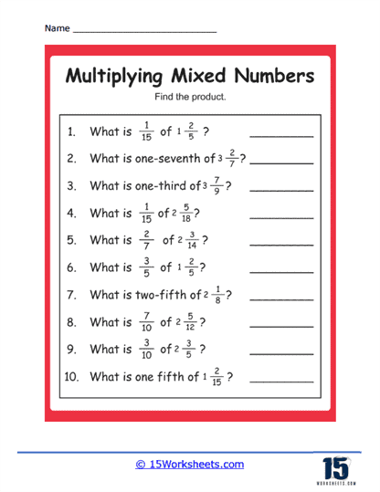 multiplying mixed numbers worksheets