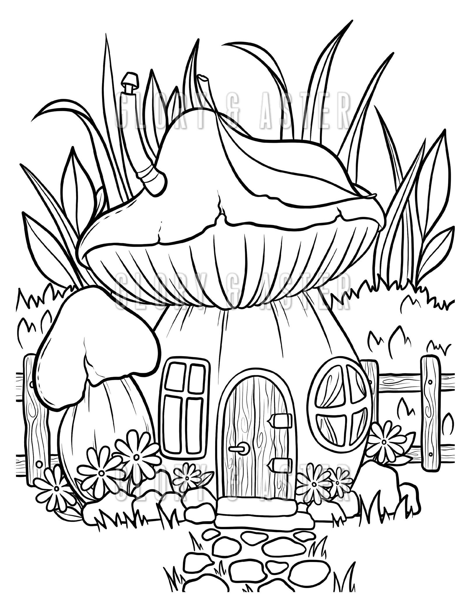 Mushroom Fairy House Coloring Page Coloring Sheets Magic Mushroom