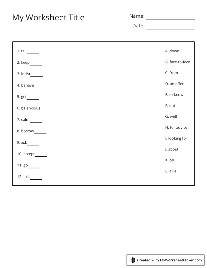my worksheet maker