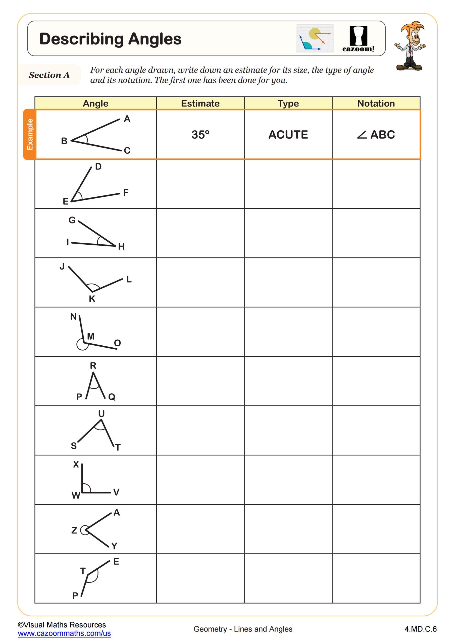 name worksheet