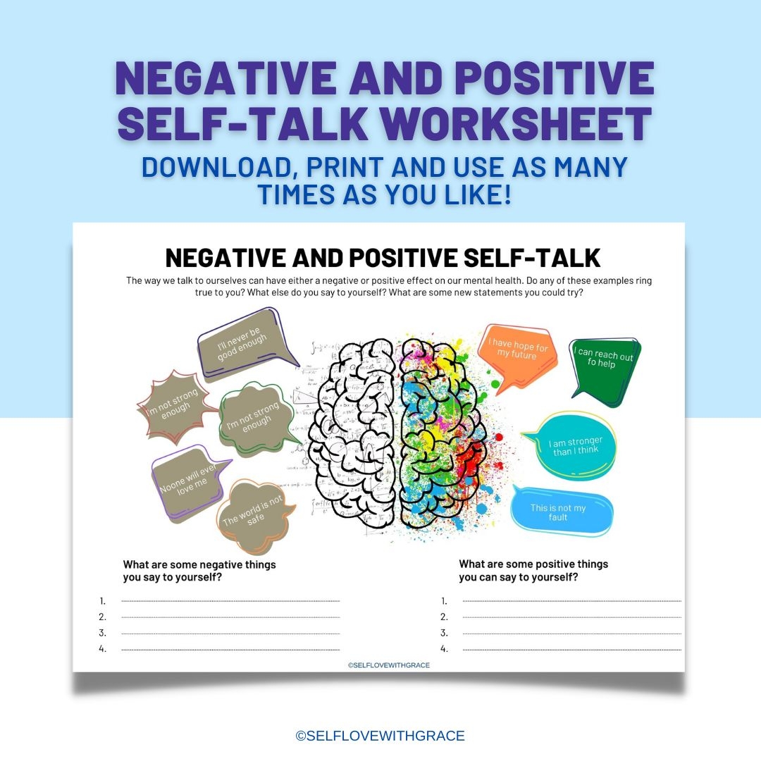 Negative Self Talk Template For Mindset NLP Coaches Worksheets Library