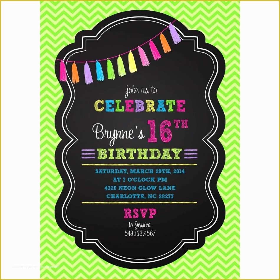 free neon party invitations templates