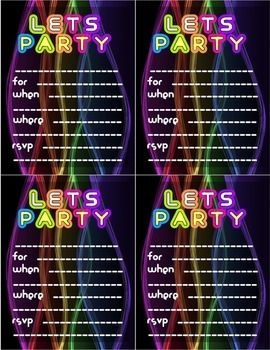 Neon Party Invitations Templates Free The Templates Art