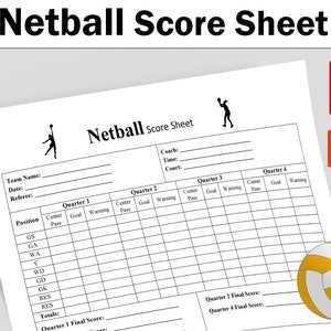 Netball Score Sheet Printable PDF Editable Source File PPT Etsy