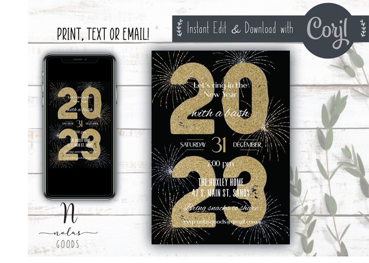 New Years Invitation Template Digital New Years Eve Invite New Years 