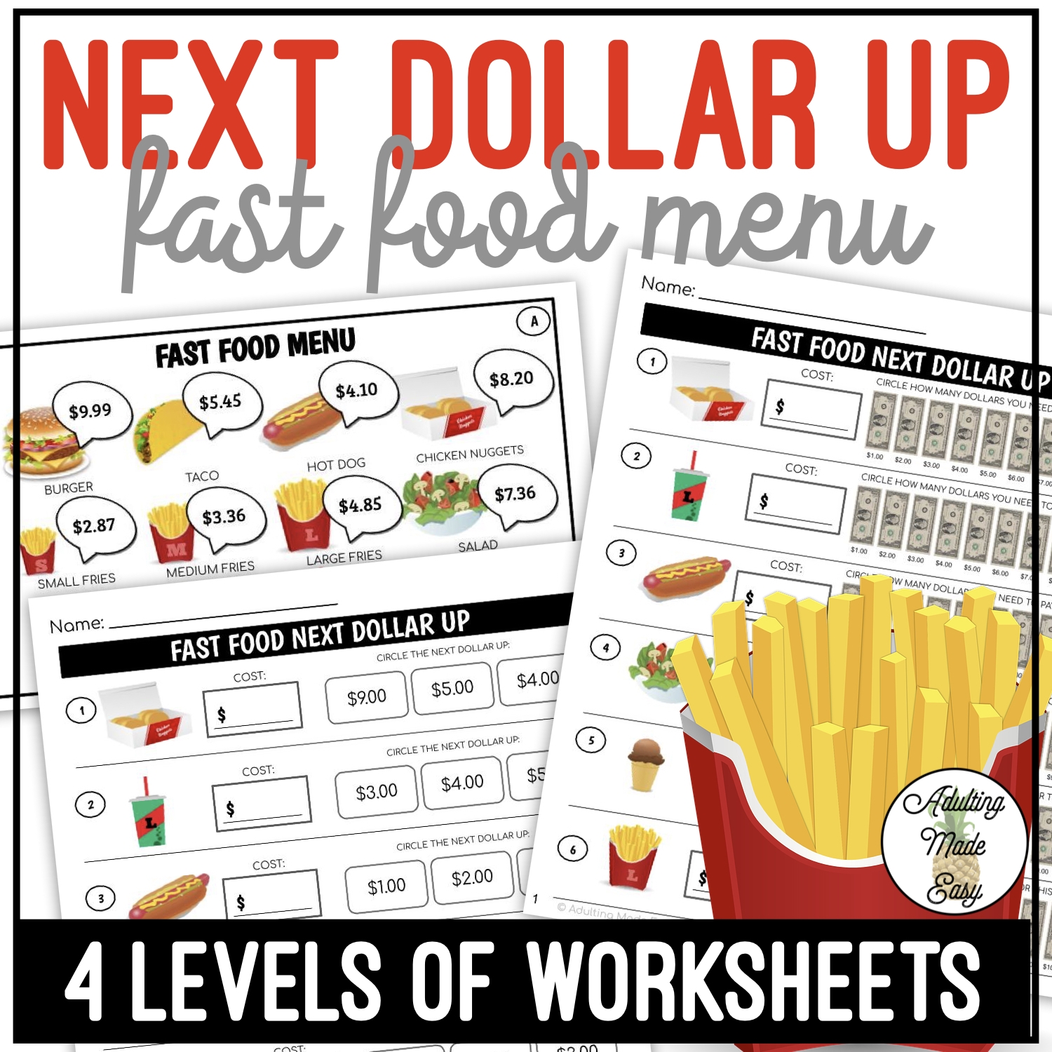 dollar up worksheets
