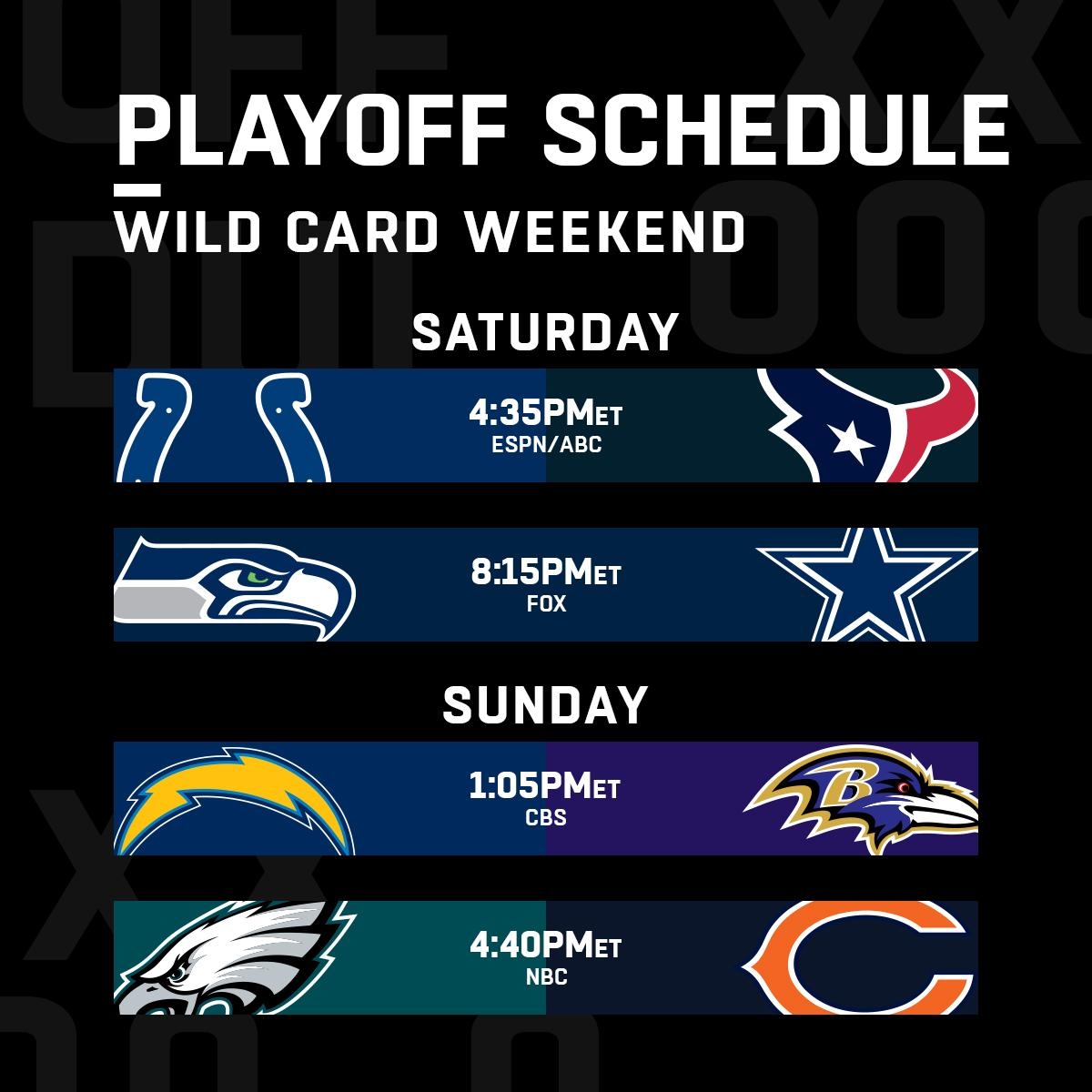 printable wild card schedule