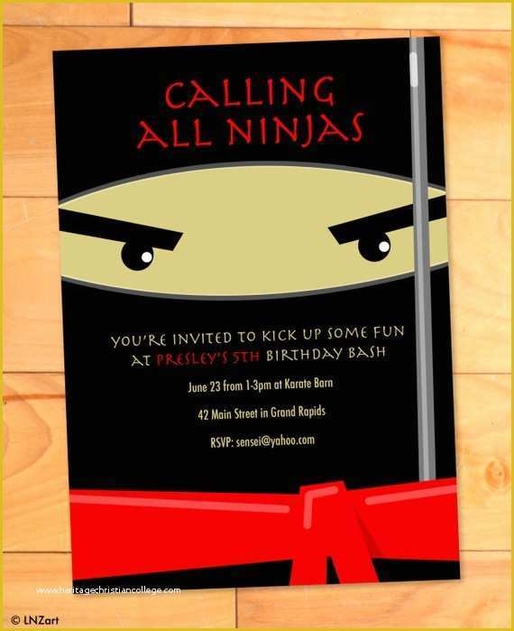 Ninja Birthday Party Invitation Template Free Of Ninja Birthday 