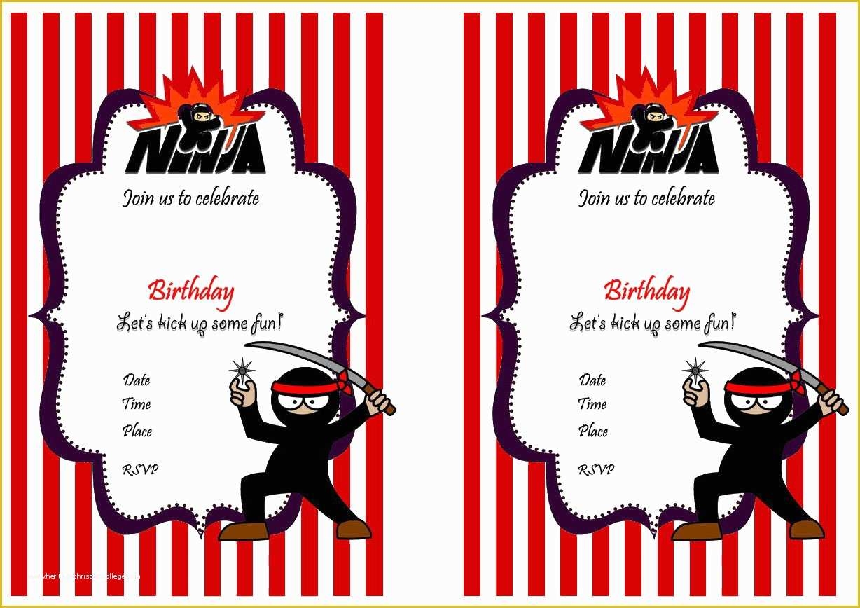 free printable ninja birthday invitation template free
