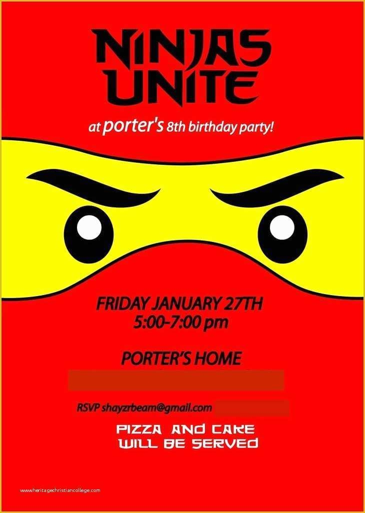 Ninja Birthday Party Invitation Template Free Of Ninjago Invitation 