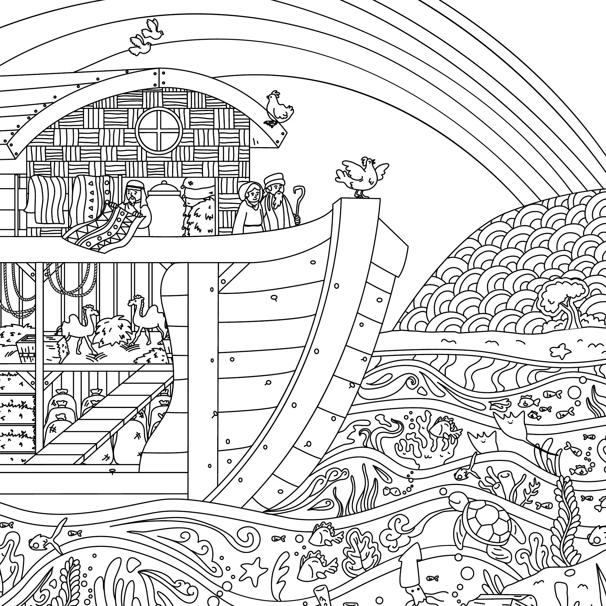 Noah Ark With Color Coloring Pages