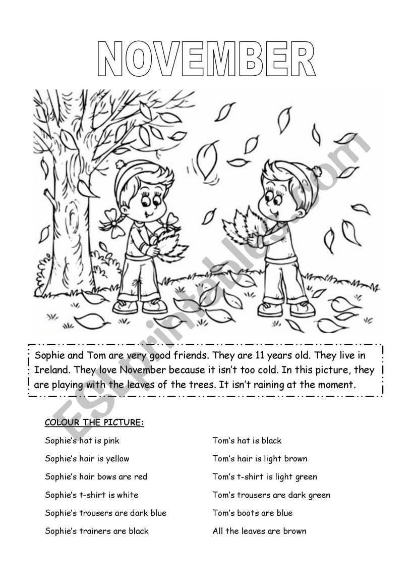 November months ESL Worksheet By Uooo Worksheets Library