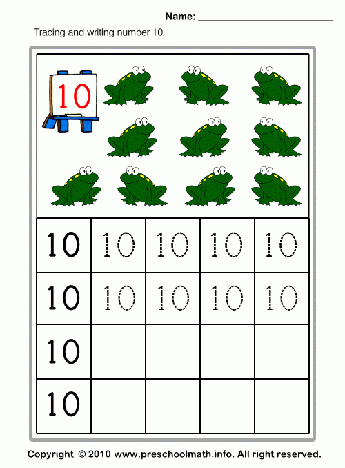 Number 10 Worksheets Preschool