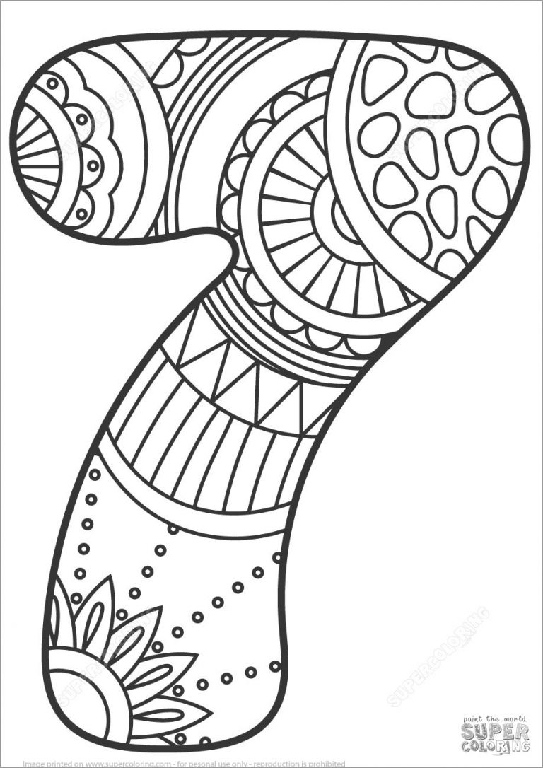 Number 7 Mandala Coloring Page ColoringBay