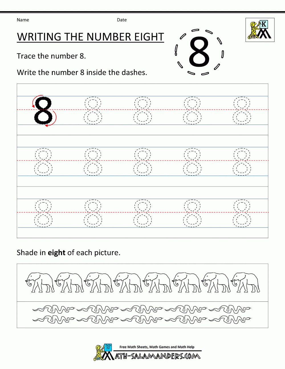 Number 8 Preschool Worksheets
