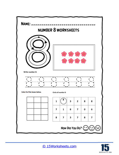 Number 8 Review Worksheet Color MyTeachingStation Worksheets 