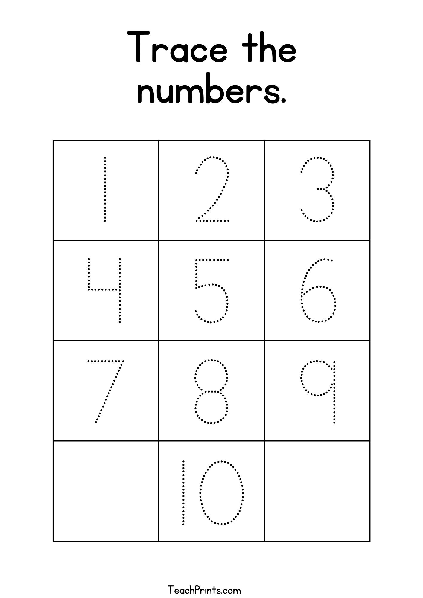 number tracing worksheets 1 10